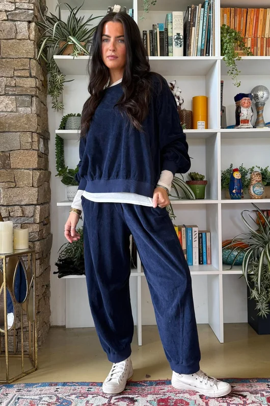 Terry B Lantern Sleeve Sweatshirt Navy